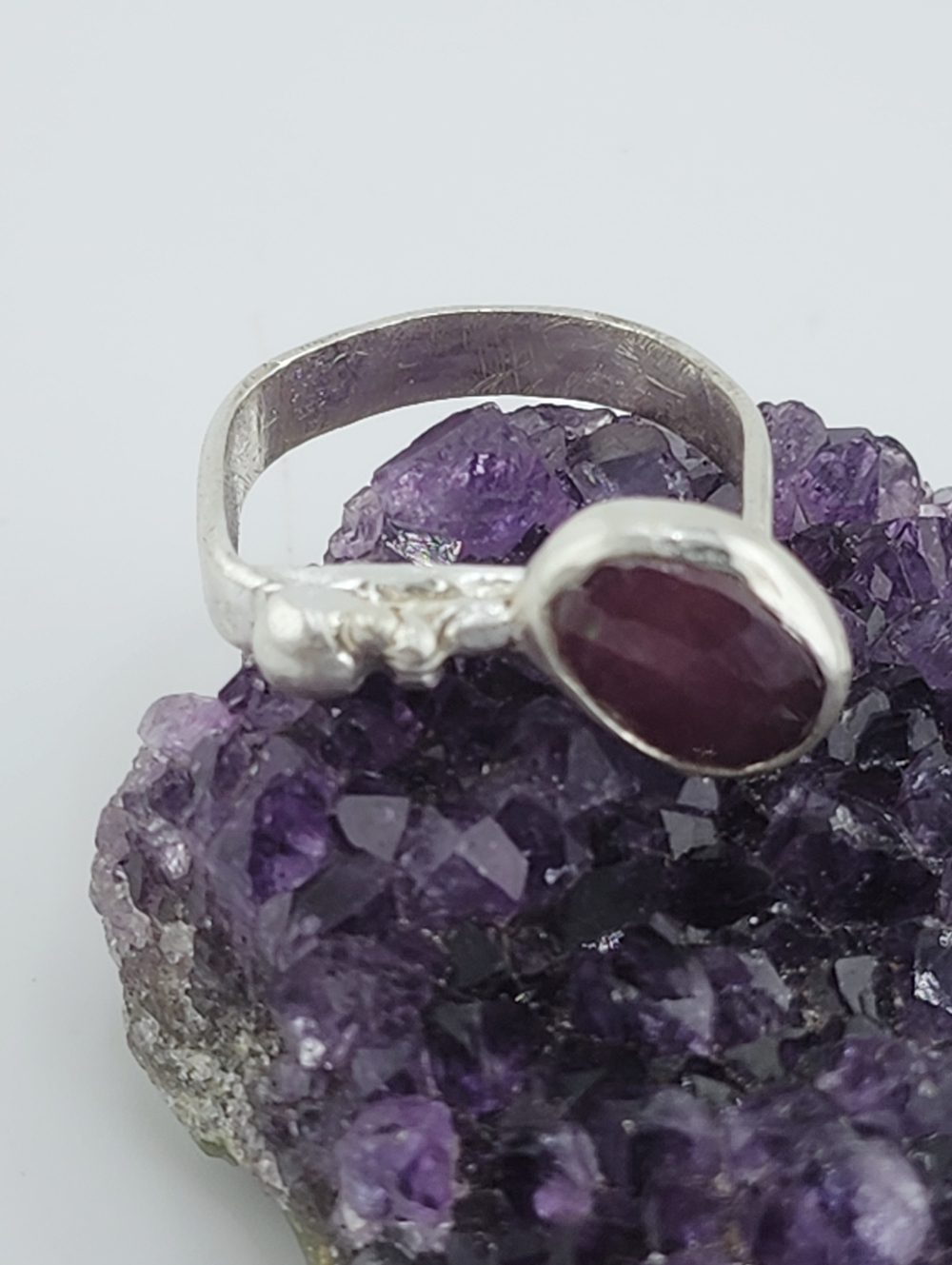 PINK SAPPHIRE BRUTALIST DESING HANDMADE SIZE 8 - Picture 11 of 14